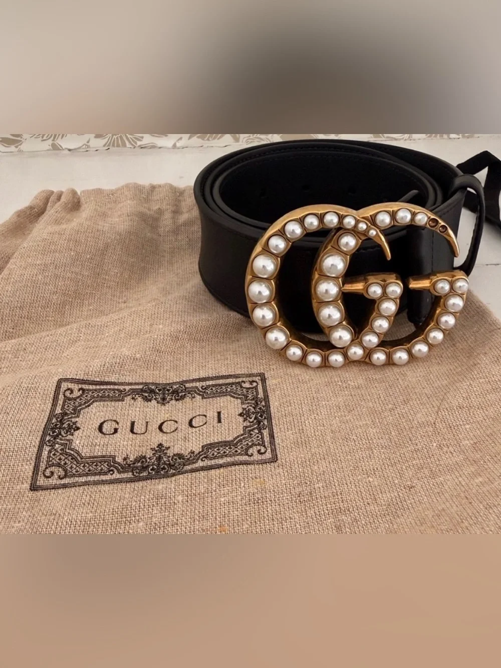 Gucci | Accessories | Gucci Black Leather Belt With Gold  display picture 2